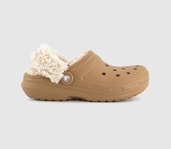  Crocs Womens Classic Fleece Lined Clogs Sepia Natural, 4 