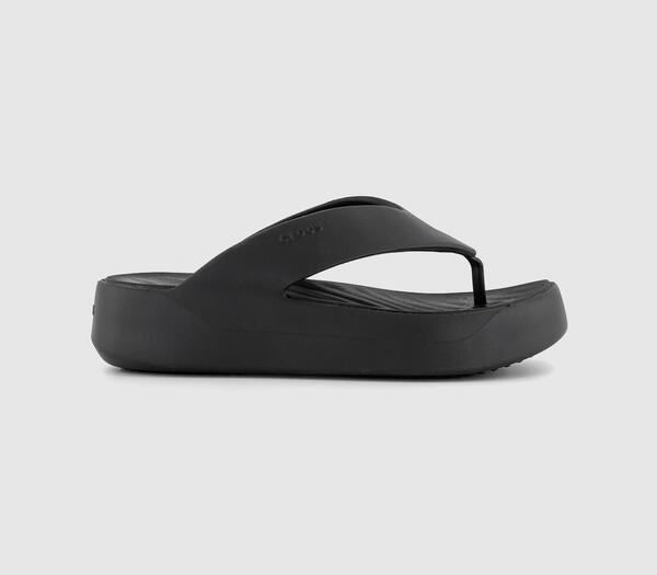  Crocs Womens Getaway Platform Flip Flops Black, 4 