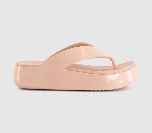  Crocs Womens Getaway Platform Flip Flops Pink Caramel Patent, 5 