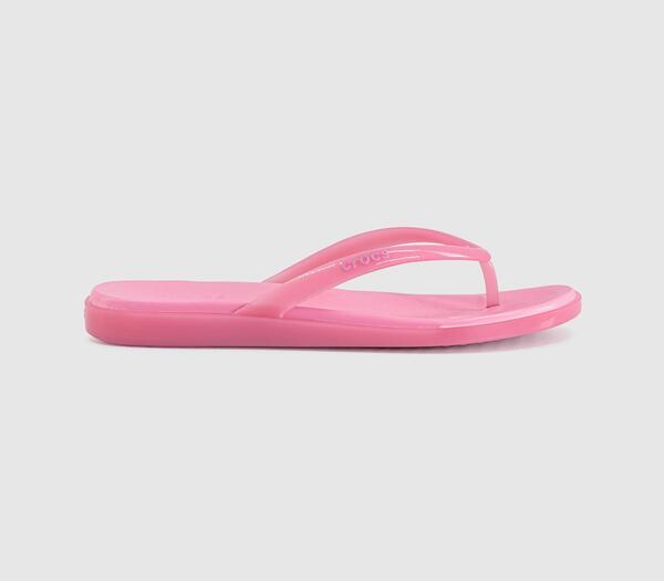  Crocs Womens Miami Round Toe Flip Flops Pink Lemonade Jelly, 6 