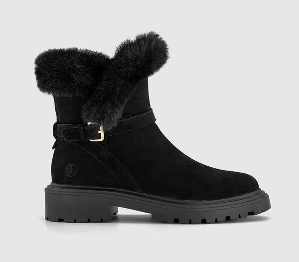  Earthaddict Womens Earth Addict: Akka Fur Cuff Ankle Boots Black, 4 