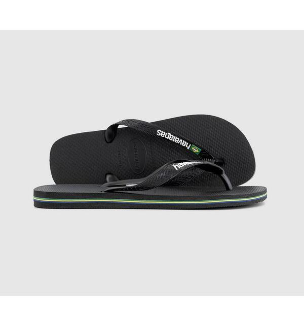  Havaianas Mens Brasil Logo Flip Flops M Black, 8 