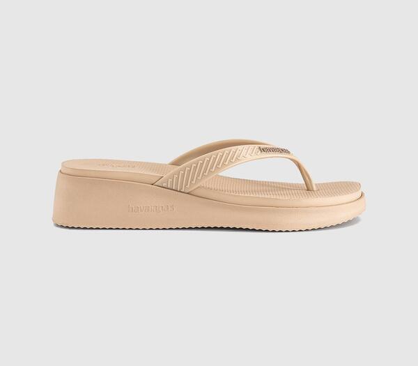  Havaianas Womens High Platform Flip Flops Golden Multi, 3 