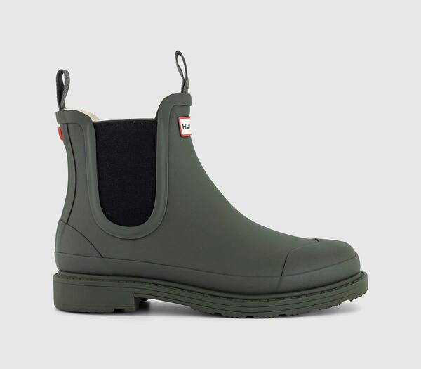  Hunter Boots Womens Elements Insulated Chelsea Dark Olive Green, 4 
