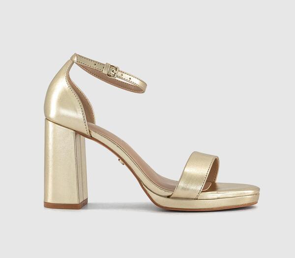  Office Holly Two Part Platform Heeled Sandals Gold Multi, Women's, 7 