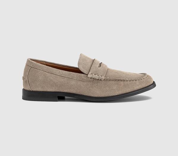  Office Mens Marcel Round Toe Penny Loafers Beige Suede Natural, 6 