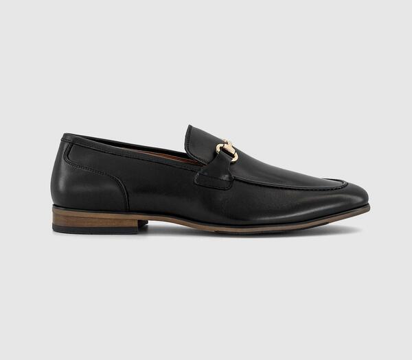  Office Mens Miller Snaffle Loafers Black Leather, 6 