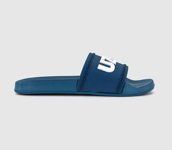  Office Mens Rubber Pool Sliders Dark Turquoise Blue, 6 