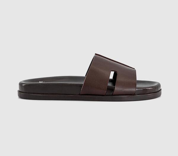 Office Mens Sebastian Cut Out Sliders Chocolate Brown, 6 