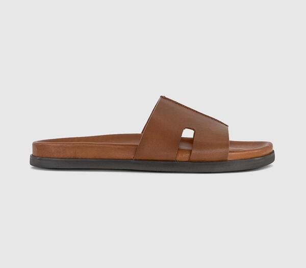  Office Mens Sebastian Cut Out Sliders Tan, 6 