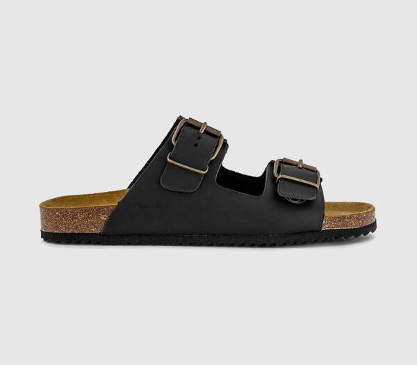  Office Mens Sully Double Buckle Footbed Sandals Black, 7 