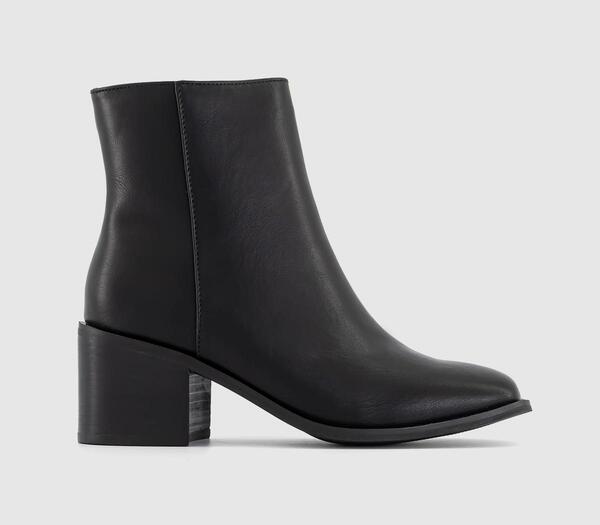  Office Womens Abi Mid Heel Square Toe Block Ankle Boots Black, 4 