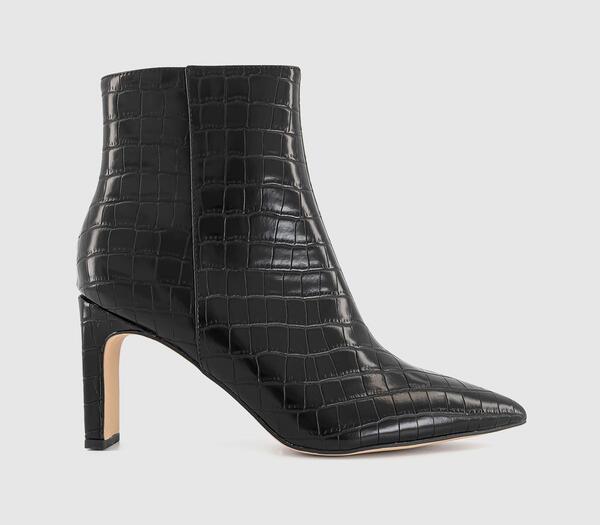  Office Womens Adele Slim Heel Ankle Boots Black Croc, 3 