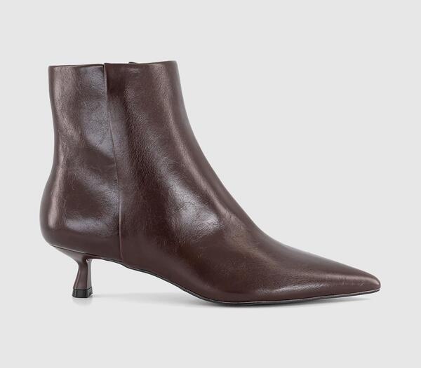  Office Womens Alessia Kitten Heel Ankle Boots Burgundy Red, 4 