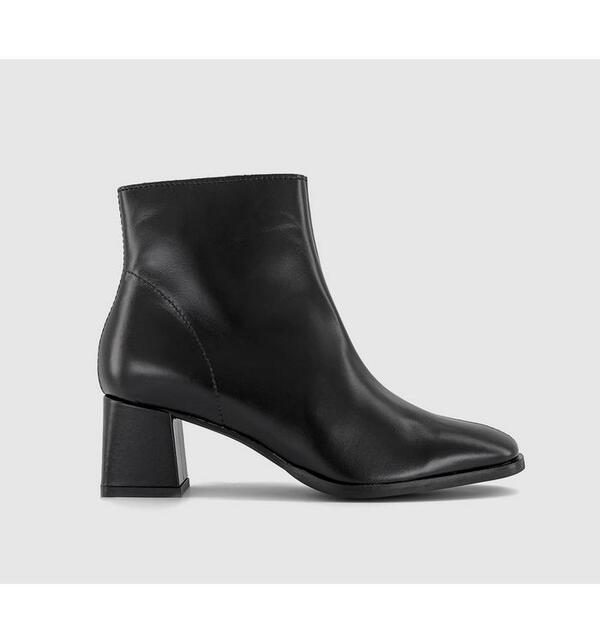  Office Womens Annie Smart Block Heel Boots Black Leather, 3 
