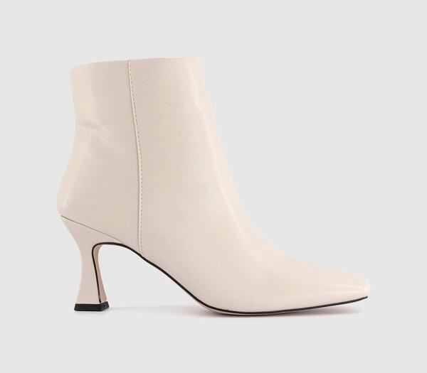  Office Womens Aria Flared Heel Smart Boots Off White Pu, 8 