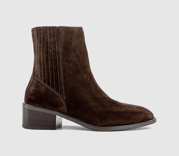  Office Womens Arrow Covered Gusset Ankle Boots Brown Suede, 3 