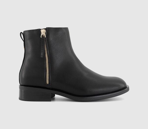  Office Womens Aubrey Zip Detail Flat Ankle Boots Black, 3 