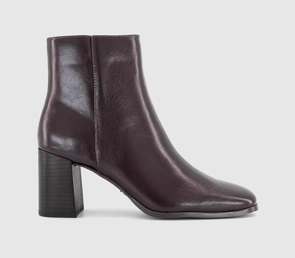  Office Womens Ava Block Heel Ankle Boots Burgundy Red, 3 