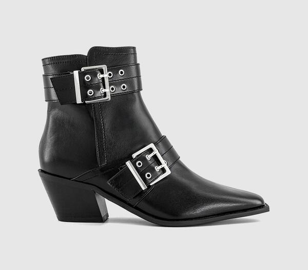  Office Womens Axis Buckle Heeled Ankle Boot Black, 3 