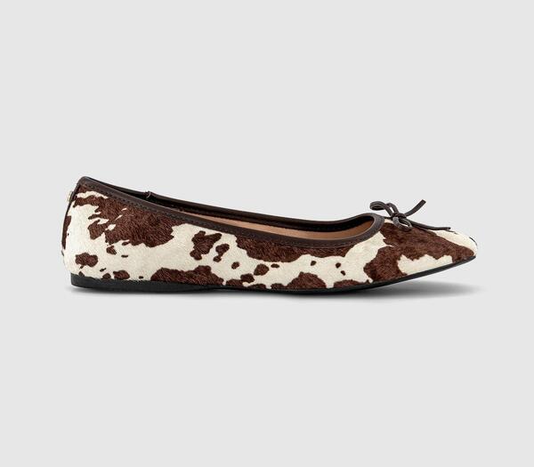  Office Womens Five Star Square Toe Ballet Pumps Cow Print Multi, 4 