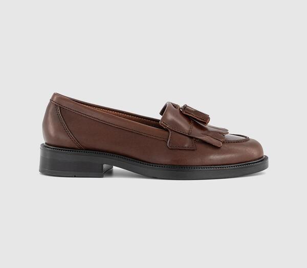  Office Womens Fizzy Tassel Fringe Loafers Brown Leather, 3 