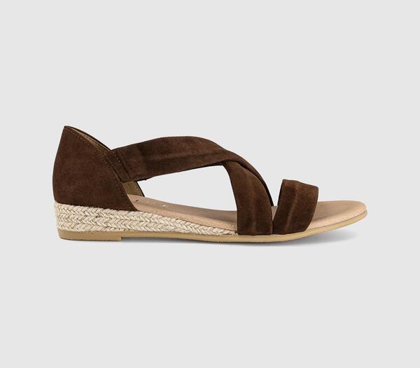  Office Womens Hallie Cross Strap Espadrilles Brown Suede, 3 