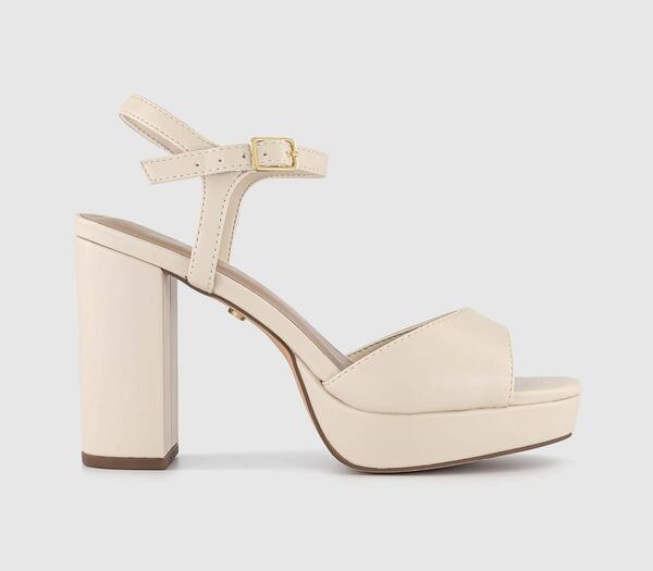  Office Womens Havoc Round Toe Platform Sandals White, 9 