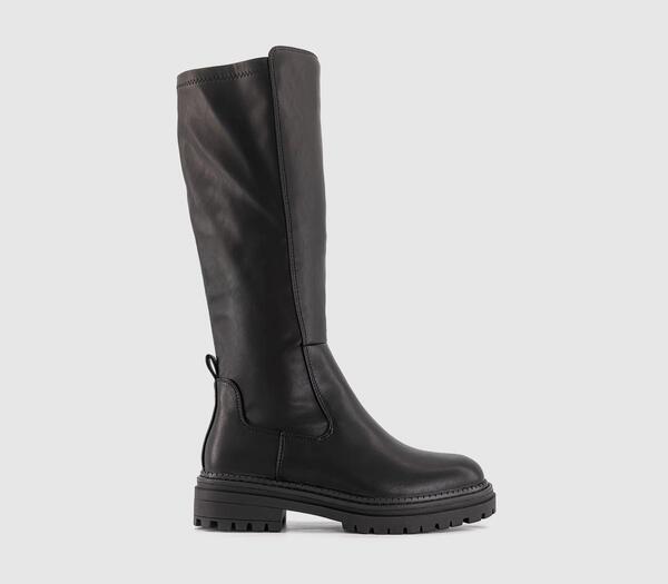  Office Womens Kaci Stretch Back Knee High Boots Black, 4 