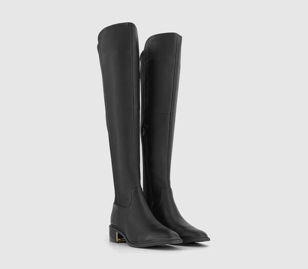  Office Womens Kelby Mixed Material Riding Boots Black Leather, 4 