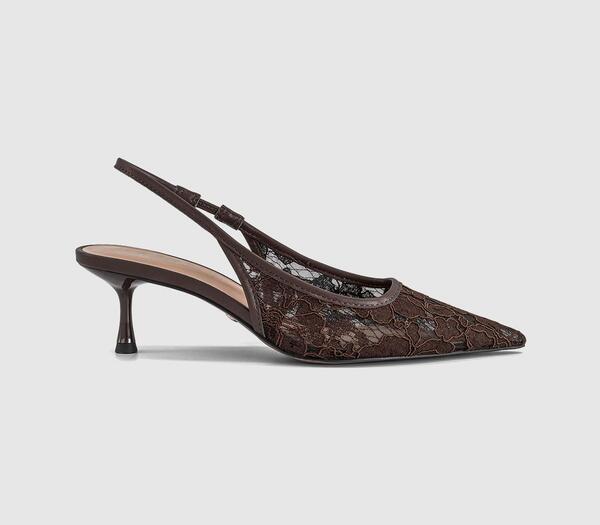  Office Womens Madison Point Court Kitten Heels Brown Lace, 4 