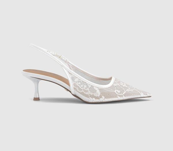  Office Womens Madison Point Court Kitten Heels Cream Lace White, 7 