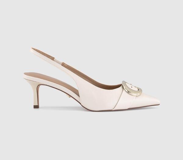  Office Womens Maeva Buckle Trim Slingback Heels Off White, 3 