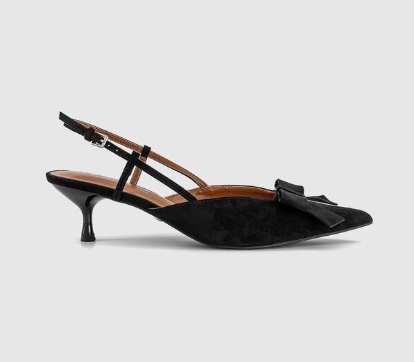  Office Womens Magical Bow Trim Slingback Court Heels Black, 4 