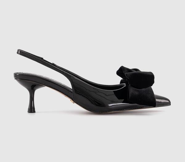  Office Womens Marilyn Velvet Bow Slingback Court Heels Black, 4 