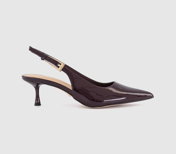  Office Womens Metro Buckle Detail Slingback Kitten Heels Berry Patent Red, 3 