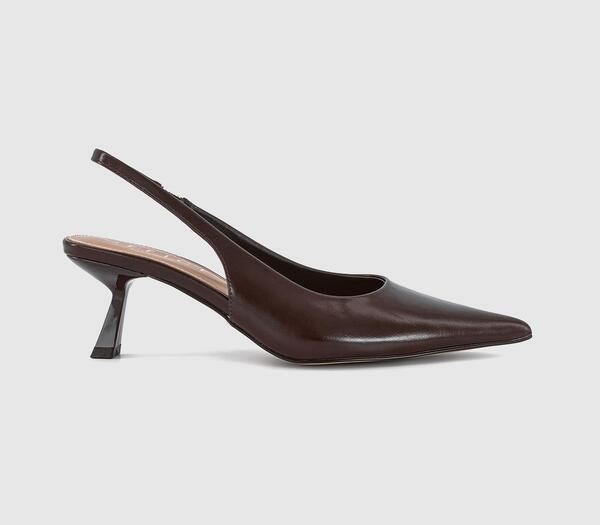  Office Womens Million Slingback Court Kitten Heels Chocolate Brown, 3 