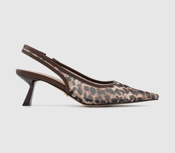 Office Womens Million Slingback Court Kitten Heels Leopard Mesh Multi, 3 