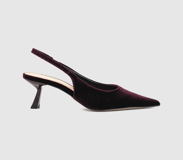  Office Womens Million Slingback Kitten Heels Burgundy Velvet Red, 3 