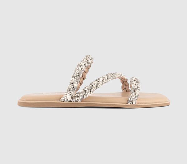  Office Womens Sapphire Asymmetric Embellished Slide Silver Multi, 3 