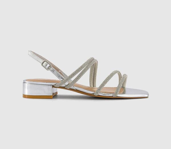  Office Womens Seduced Strappy Sandals Silver Embellished Multi, 4 