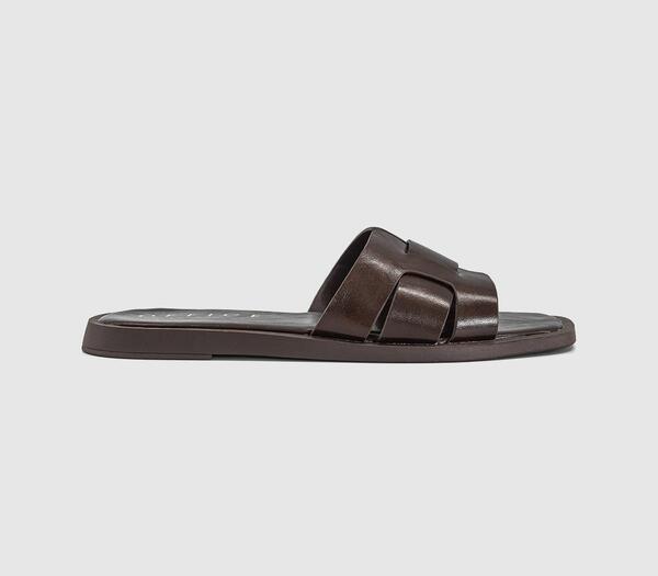  Office Womens Selena Interwoven Slide Sandals Brown, 3 