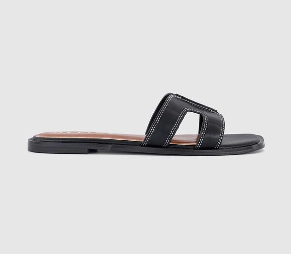  Office Womens Slade Cut Out Sliders Black, 3 
