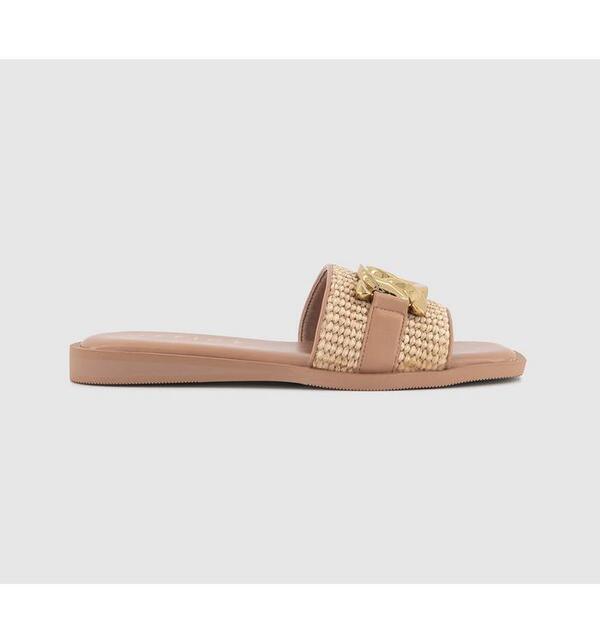  Office Womens Society Raffia Chain Detail Slides Natural, 3 