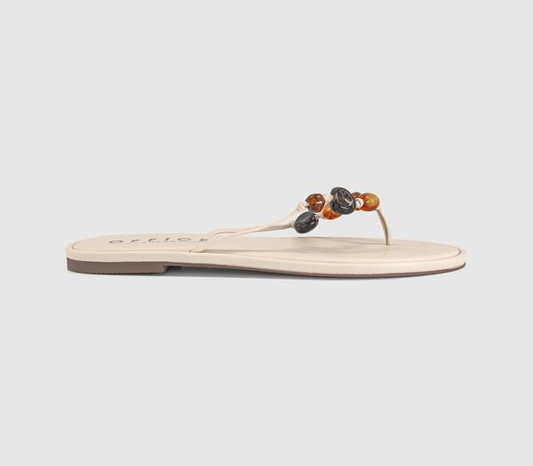  Office Womens Soleil Beaded Toe Post Sandals White, 3 