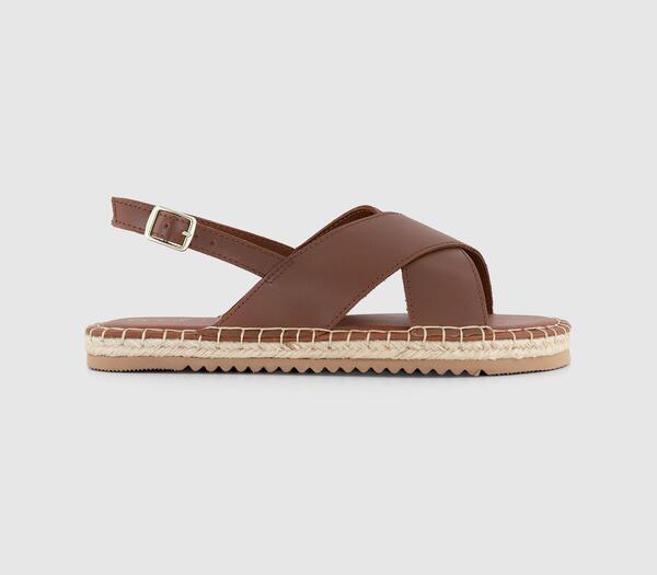  Office Womens Sunset Cross Over Espadrille Platform Sandals Tan Leather, 7 