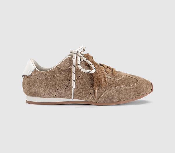  Office Womens Talon Slim Sole Suede Runner Trainers Tan, 3 