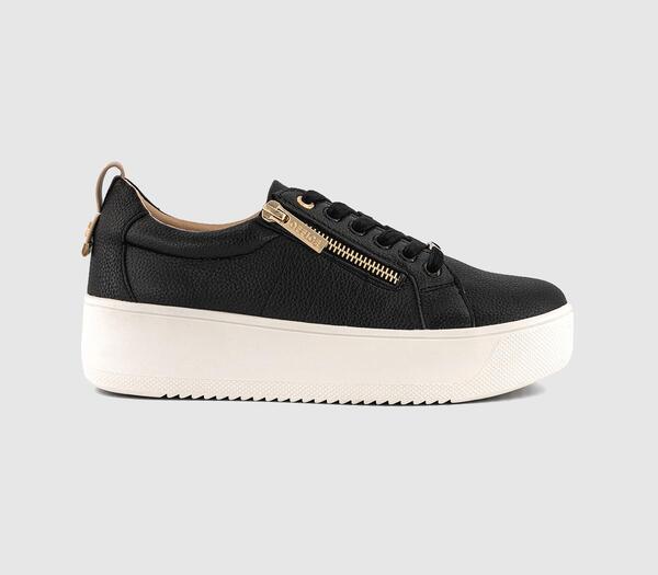  Office Womens Tangle Zip Detail Platform Trainers Black, 4 