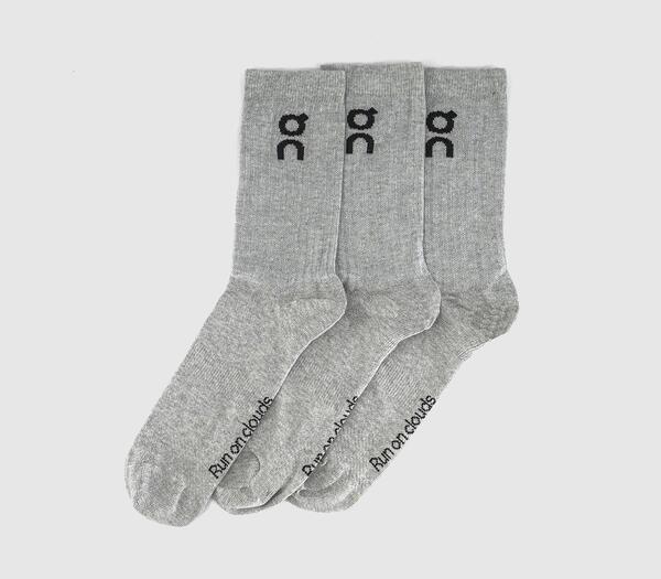  On Logo Socks High 3 Pack Heather Grey, Xs 