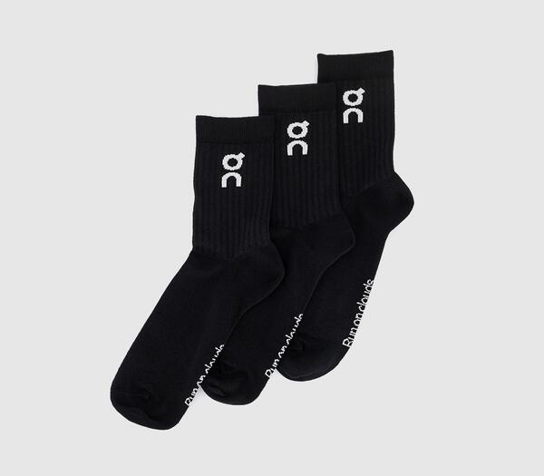  On Running Black Fabric High 3 Pack Socks, Size: Xs 
